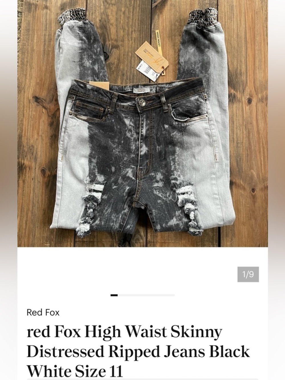 Red Fox High-Waist Two-Tone Distressed Skinny Jeans - Black & White